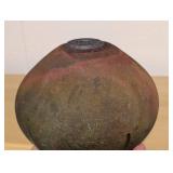 Signed Raku Pottery Bowl with Drip Glaze