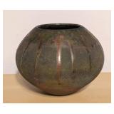 Signed Raku Pottery Bowl with Drip Glaze