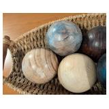 Woven Centerpiece Bowl with Decorative Wood Balls