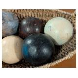 Woven Centerpiece Bowl with Decorative Wood Balls