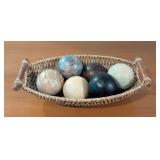 Woven Centerpiece Bowl with Decorative Wood Balls