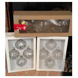 Green and Clear Glass Christmas Ornaments