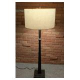 Dark Bronze Pottery Barn Floor Lamp with Large Drum Lampshade