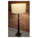 Dark Bronze Pottery Barn Floor Lamp with Large Drum Lampshade