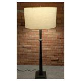 Dark Bronze Pottery Barn Floor Lamp with Large Drum Lampshade