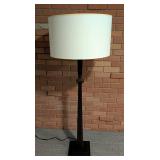 Dark Bronze Pottery Barn Floor Lamp with Large Drum Lampshade