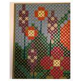 Hanging Pegboard and Yarn Floral Cross Stitch