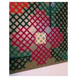 Hanging Pegboard and Yarn Floral Cross Stitch