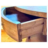 Vintage Mid Century Modern Round Lamp Table with Drawer