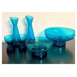 Lovely Decor Blue Glass Vases and Bowls