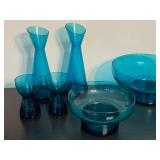 Lovely Decor Blue Glass Vases and Bowls