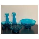 Lovely Decor Blue Glass Vases and Bowls
