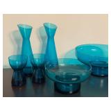 Lovely Decor Blue Glass Vases and Bowls