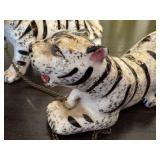 Pair of Small Siberian White Tiger Figurines with Gold Flecks