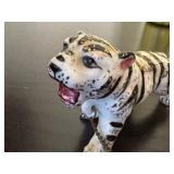 Pair of Small Siberian White Tiger Figurines with Gold Flecks