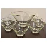 Clear Glass Salad Bowl and Six Serving Bowls