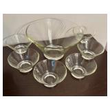 Clear Glass Salad Bowl and Six Serving Bowls