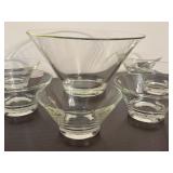 Clear Glass Salad Bowl and Six Serving Bowls