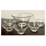 Clear Glass Salad Bowl and Six Serving Bowls