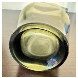 Vintage Mid Century Charcoal Elmer Miller Art Glass Split Vase