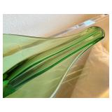 Vintage Mid Century LE Smith Green Glass Centerpiece with Unique Shape