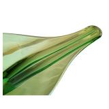 Vintage Mid Century LE Smith Green Glass Centerpiece with Unique Shape