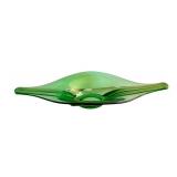 Vintage Mid Century LE Smith Green Glass Centerpiece with Unique Shape