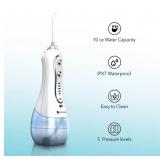 Dartwood Dental Cordless Oral Irrigator Water Flosser - Teeth Cleaning Kit - with Four Dental Tips and 10 Ounce Tank (White)