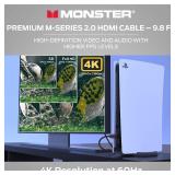 Monster M-Series Certified Premium HDMI Cable 2.0, Features 4K Ultra HD at 60Hz Refresh Rate, Duraflex Jacket, and Triple Layer Shielding, 25 Gbps - 16 ft