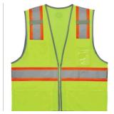 NEW GloWear 8246Z Two-Tone Mesh Hi-Vis Safety Vest - Type R, Class 2, Zipper, Reflective Binding - LIME - L/XL