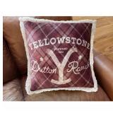 NEW Pair of Yellowstone Silk Touch Pillow With Sherpa Back, 22" x 22" - Dutton Tartan