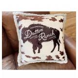 NEW Pair of Yellowstone Silk Touch Pillow With Sherpa Back, 22" x 22" - Cattle Hide