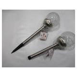 NEW 2 Pack of Living Accents Silver Solar Powered LED Pathway Lights