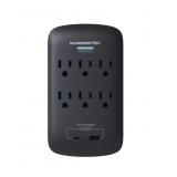 Monster 6-Outlet Wall Tap Surge Protector 1 USB-C 1 USB-A - Black