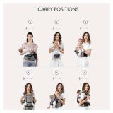 MiaMily Hipster Plus Baby Carrier - 6 Carry Positions - Newborn to Toddler - Lumbar Support - Stone Grey