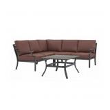 NEW Living Accents Wilshire Black Steel Deep Seating Sectional with Table Brown