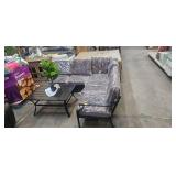 NEW Living Accents Wilshire Black Steel Deep Seating Sectional with Table Brown