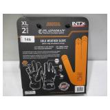 Plainsman Cold Weather Work Gloves, Fleece Lining, Premium Cowhide Leather, X-Large, 2 Pairs XL