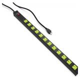 Monster Workshop Heavy-Duty Garage Power Strip Surge Protector - Mountable Heavy-Duty Wide-Spaced 12 Grounded AC Outlets with 6 ft Plug Chord- 1800 Joules
