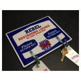 Rebel Gas - Porcelain/Enamel Restroom Sign w/Keys