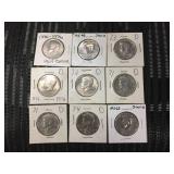 (9) Vintage Kennedy Half Dollars