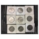 (9) Vintage Kennedy Half Dollars