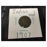 (5) Indian Head Pennies 1890 - 1906 - 1878 - 1907