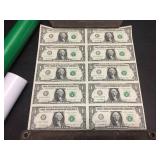 2013 Uncut Sheet (10) $1 Dollar Bills - Note how Sequential
