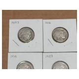 (9) Buffalo Nickels - 1915-16-18-19-23-27-29