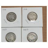 (9) Buffalo Nickels - 1915-16-18-19-23-27-29