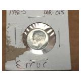 (5) Roosevelt "Error" Dimes - As Marked - 2 Silver