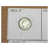 (6) Mercury Dimes - 1917-23-24-27-37