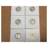 (6) Mercury Dimes - 1917-23-24-27-37
