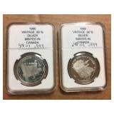 (2) 1980 USSR Olympics 90% Silver Rounds - .48 Oz Each